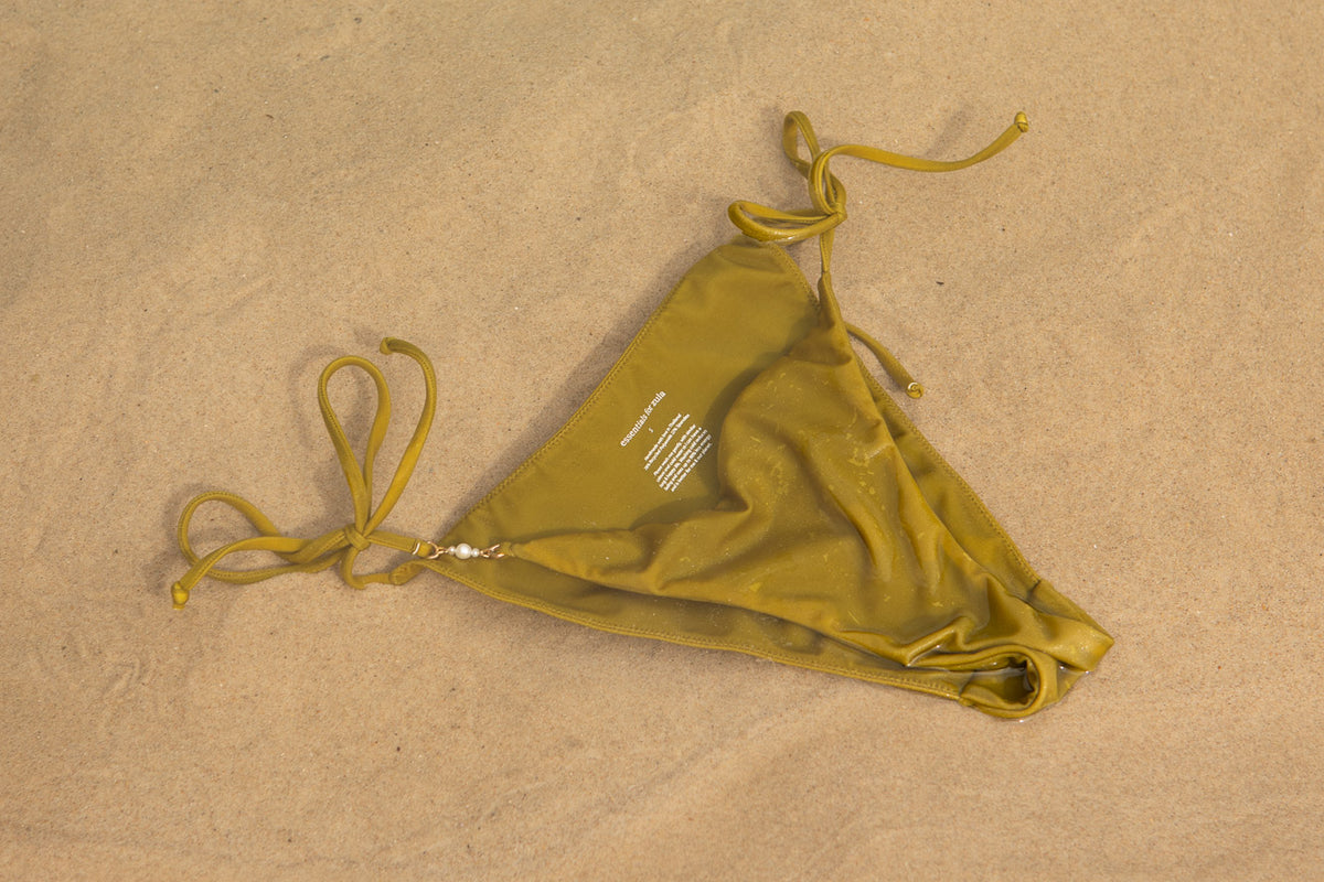 Slip bikini ROSA con lacci laterali in verde chartreuse