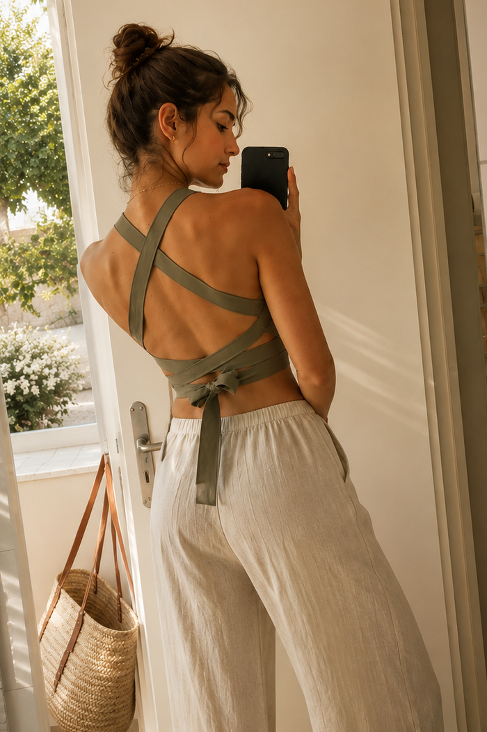 ERASTOS Wrap Top Sage - Factory Sale