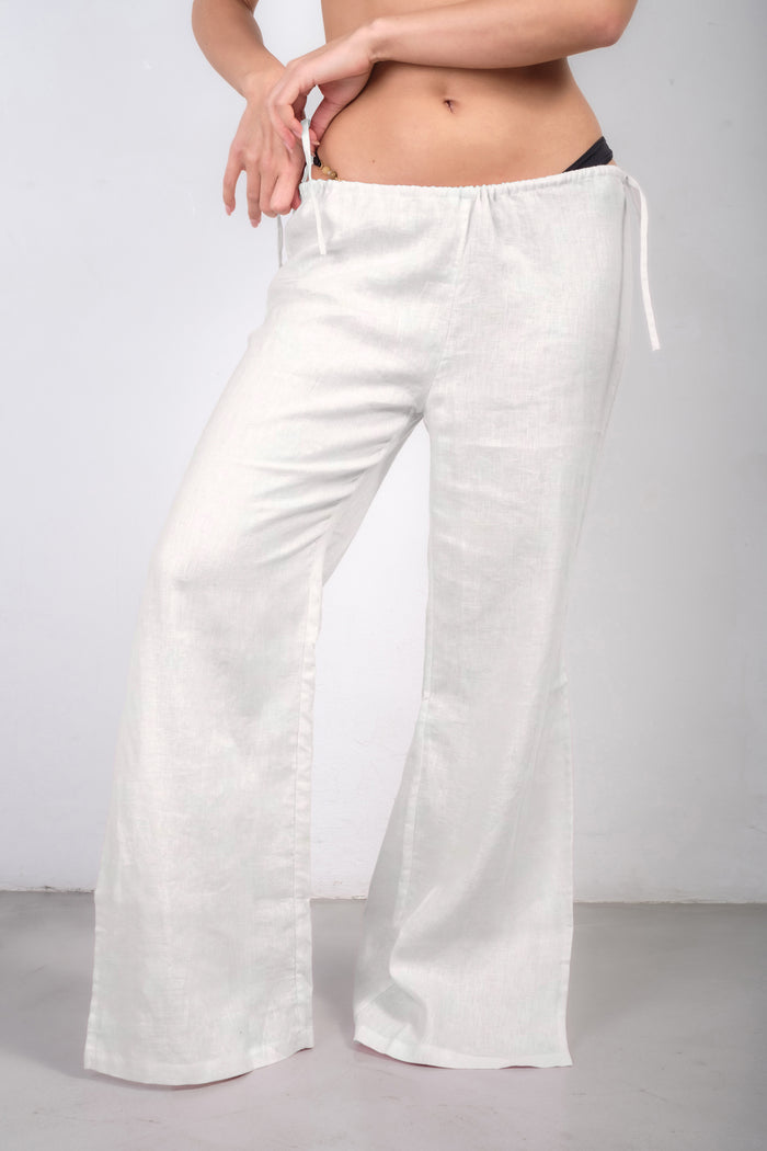 MELTEMI Drawstring Trousers in White