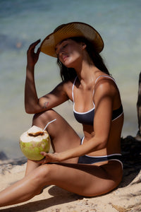 NISI Square-Neck Bikini Top in Black & Milk