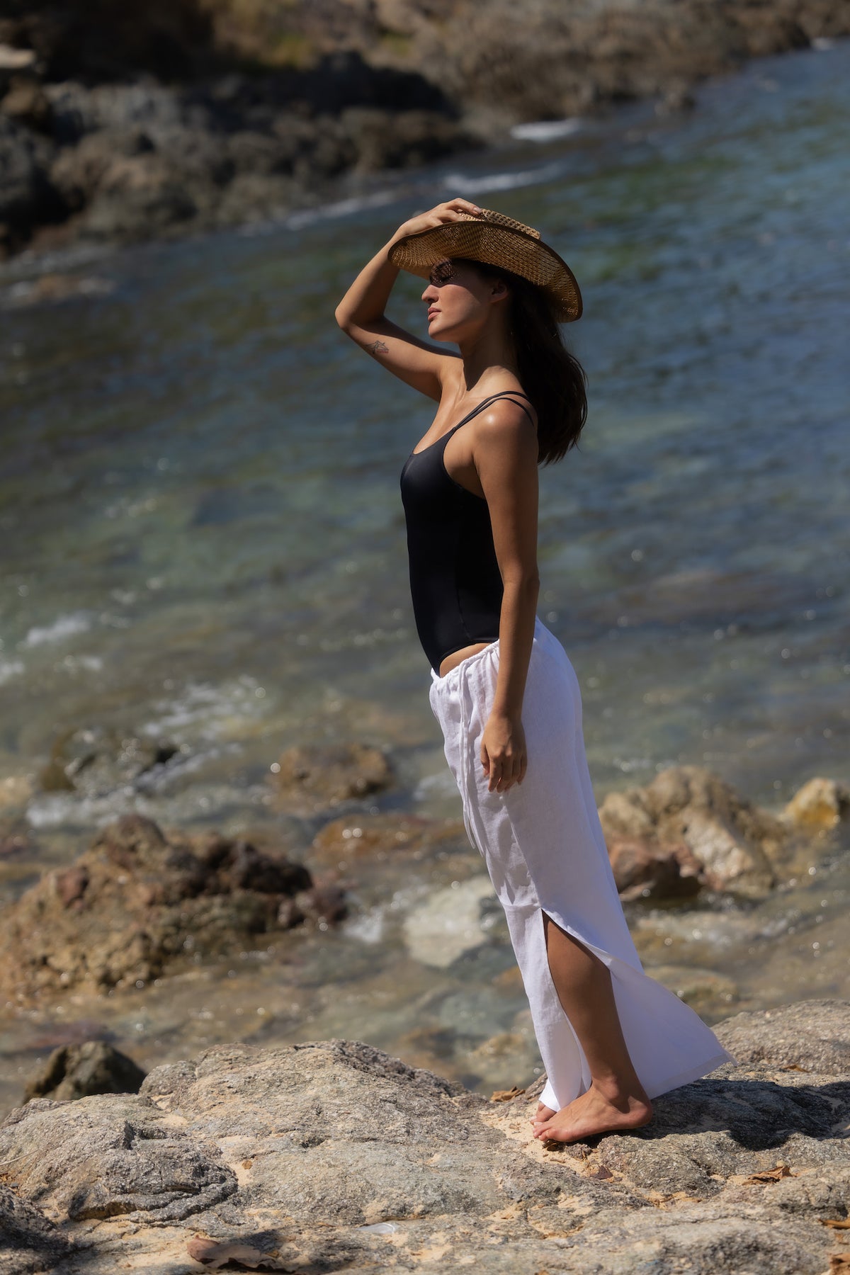 NISOS One Shoulder One Piece Swimsuit in Black