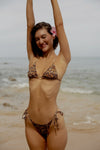 Slip bikini ROSA con lacci laterali in leopardo