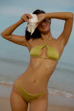 VASIA Criss-Cross Bikini Top in Chartreuse Green