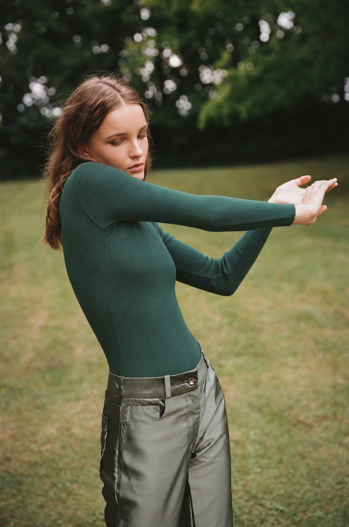 ALEXIOS Turtleneck Bodysuit in Racing Green