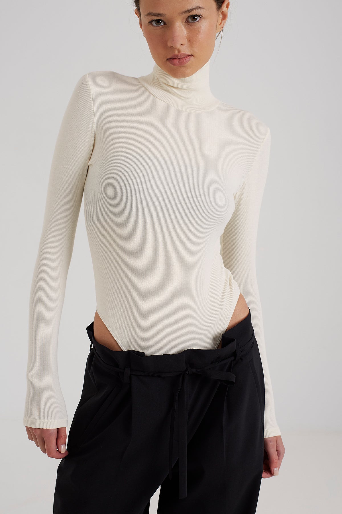 ACHERON Base Layer Turtleneck Bodysuit in Cream