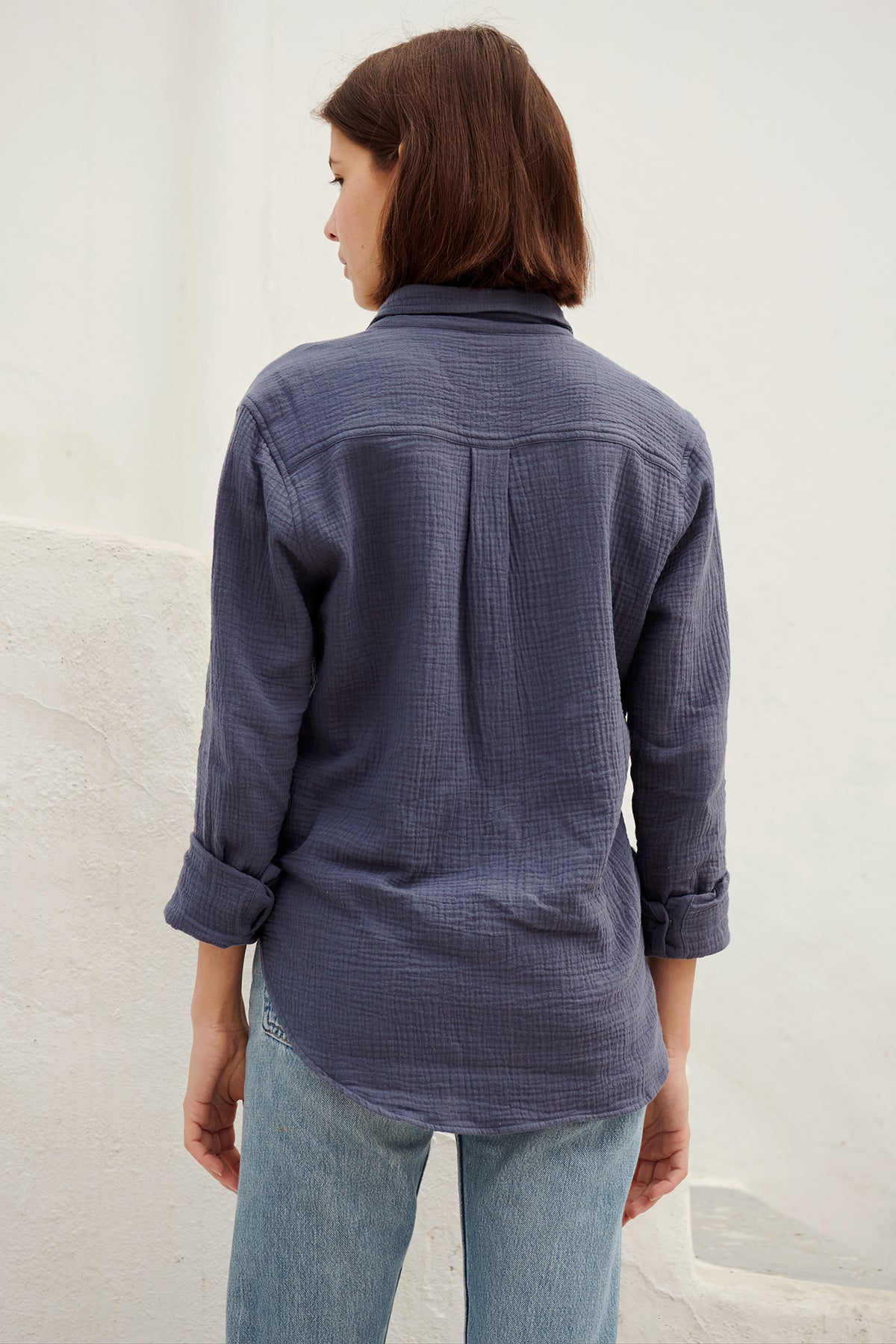 ADRAS Gauze Blouse in Navy