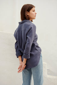 ADRAS Gauze Blouse in Navy