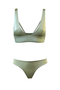 BELEN Bikini Top in Metallic Moss