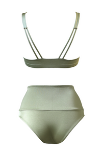 BELEN Bikini Top in Metallic Moss