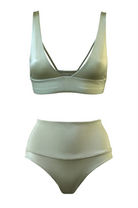 BELEN Bikini Top in Metallic Moss