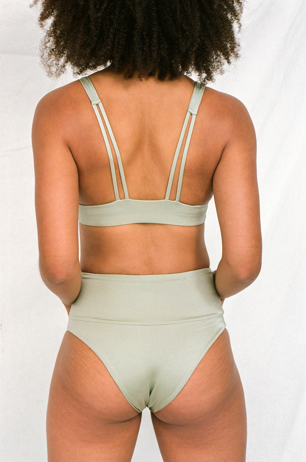 BELEN Bikini Top in Metallic Moss