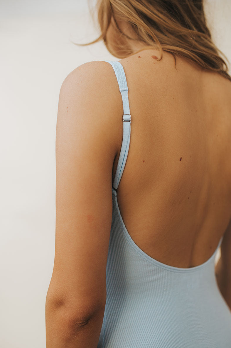 SARA Feather Weight Bodysuit in Sky Blue - Factory Sale