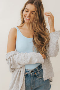 SARA Feather Weight Bodysuit in Sky Blue - Factory Sale
