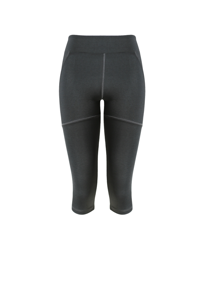 JULIE Capri Sports Leggings in Charcoal - Factory Sale