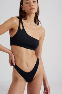 NAYA One Shoulder Bikini Top in Black