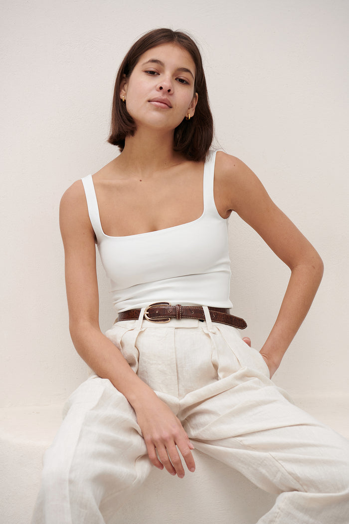 OFIRA Square Neck Tank in White