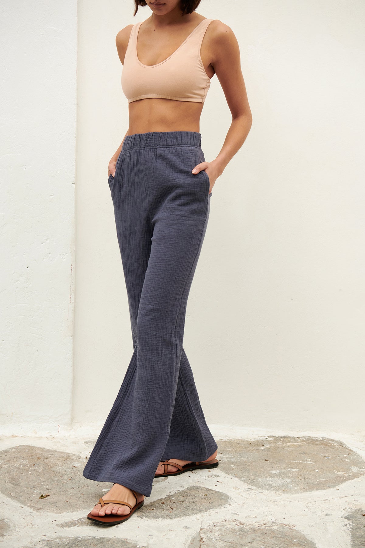 ONDINE Gauze Trousers in Navy