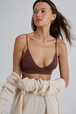 ORIANA Low-Back Bralette in Chocolate