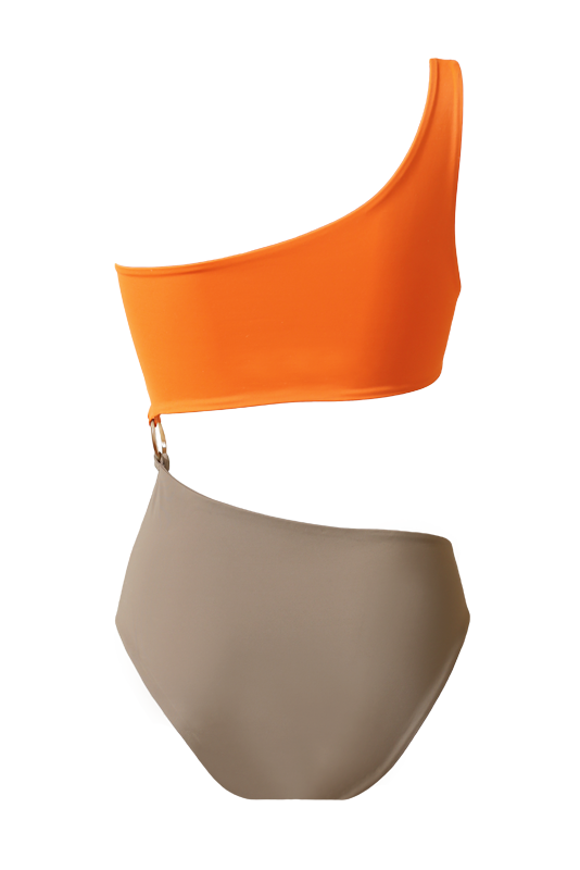 PAULA Trikini Orange & Taupe
