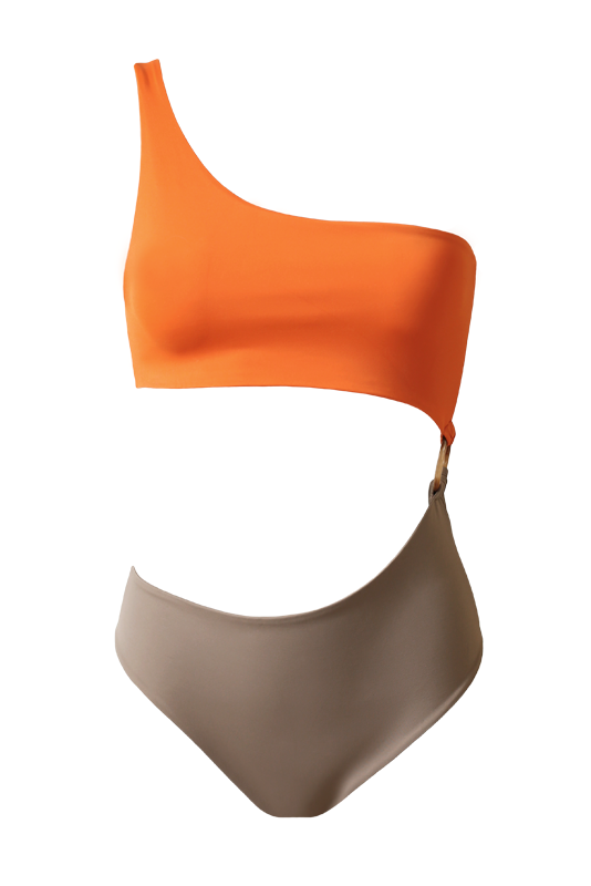 ÉCHANTILLON PAULA Trikini Orange &amp; Taupe