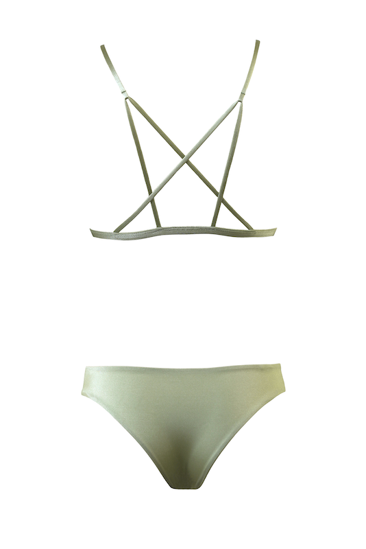PORTOKALI Bikini Top in Metallic Moss