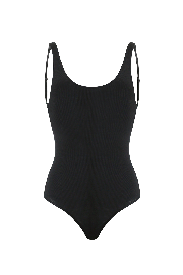 SARA Feather Weight Bodysuit in Black - Factory Sale