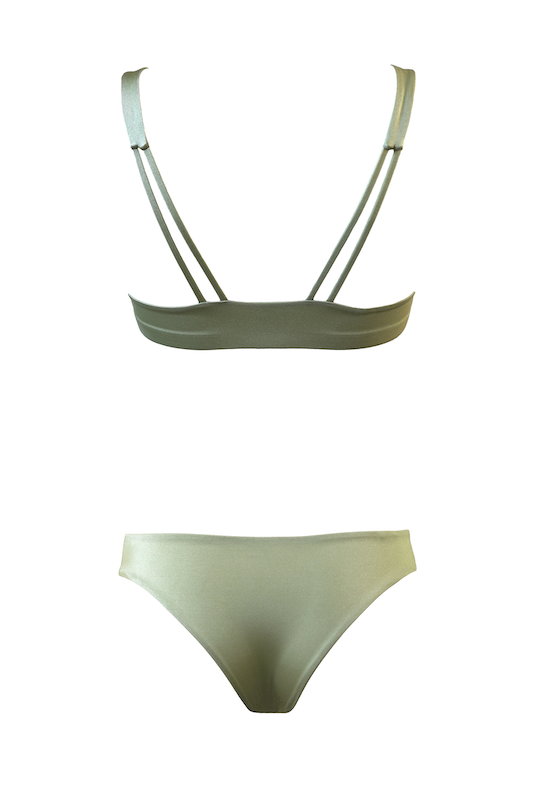 BELEN Bikini Top in Metallic Moss