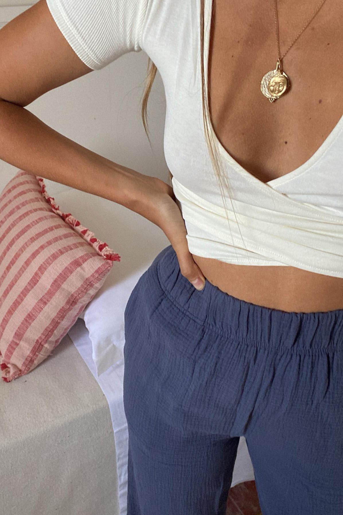 ONDINE Gauze Trousers in Navy