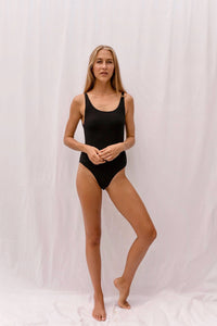 SARA Feather Weight Bodysuit in Black - Factory Sale
