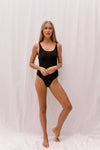 SARA Feather Weight Bodysuit in Black - Factory Sale