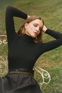 ALEXIOS Turtleneck Bodysuit in Black
