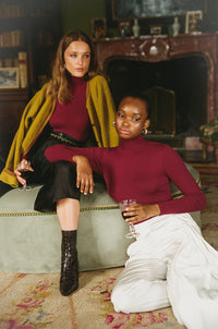 ALEXIOS Turtleneck Bodysuit in Burgundy